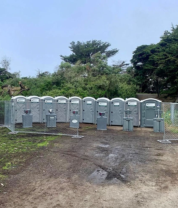 portable restrooms in an abandoned location